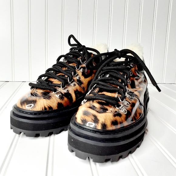 NEW Schutz Lucille Leather Animal Print Low Boots F716 - Picture 5 of 12